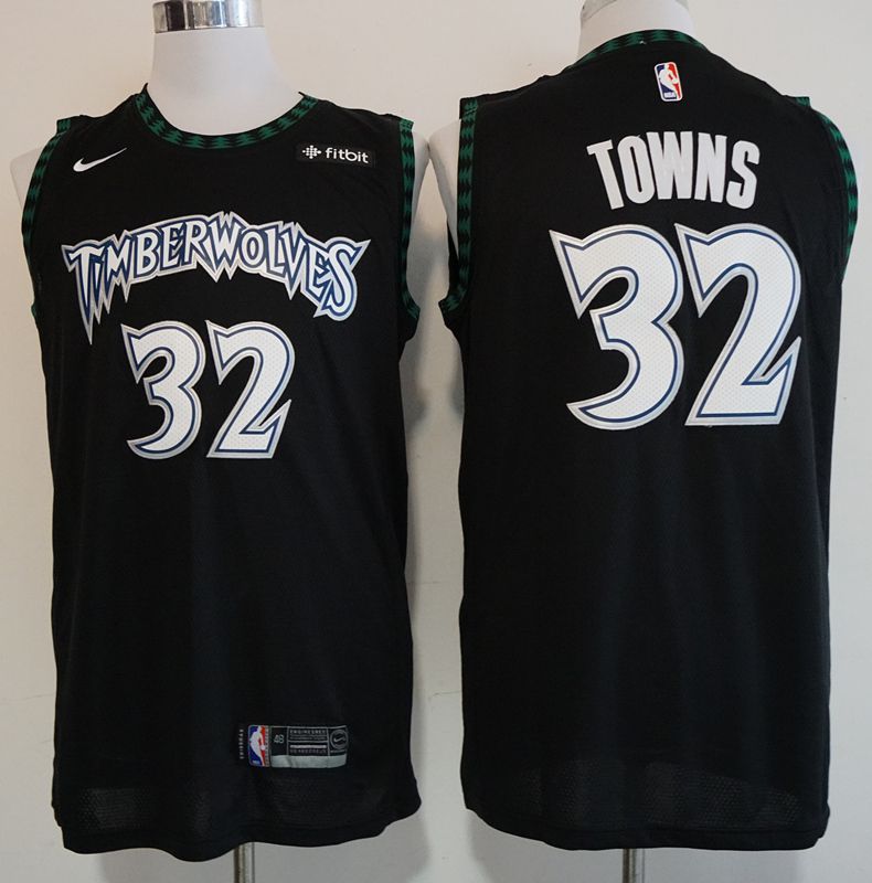 Men Minnesota Timberwolves 32 Towns Black Nike Game NBA Jerseys